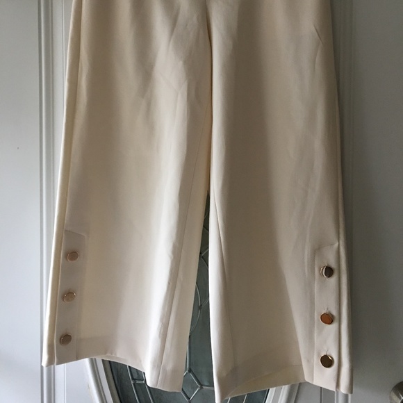 Loft Button Cuff Wide Leg Pants Size 4 - Picture 6 of 14